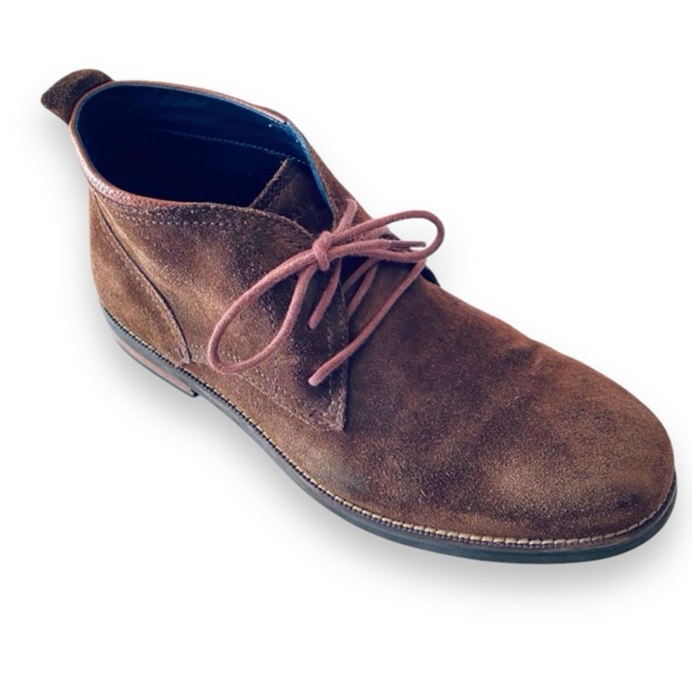 COLE HAAN Men's Ogden Stitch Chukka Boots Brown Suede Leather Laces Oxfords